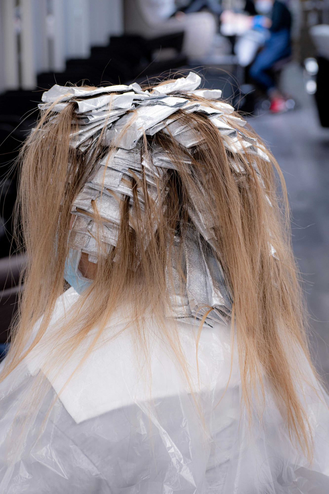 A smoothing hair treatment processing in foils at Anthéa Makeover in Jalandhar